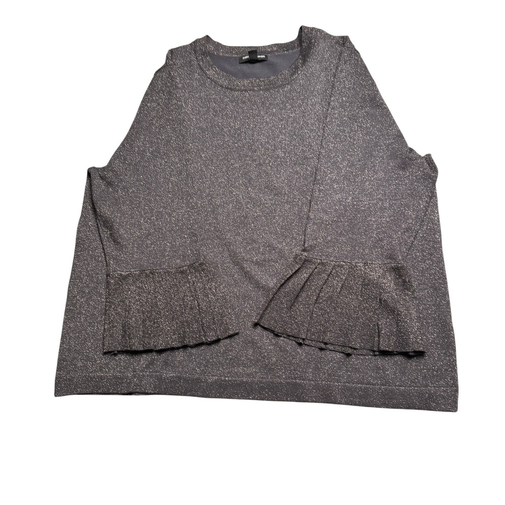 Cable & Gauge Womens Sweater 3X Grey Shimmer Bell Sleeve Metallic Holiday Chic